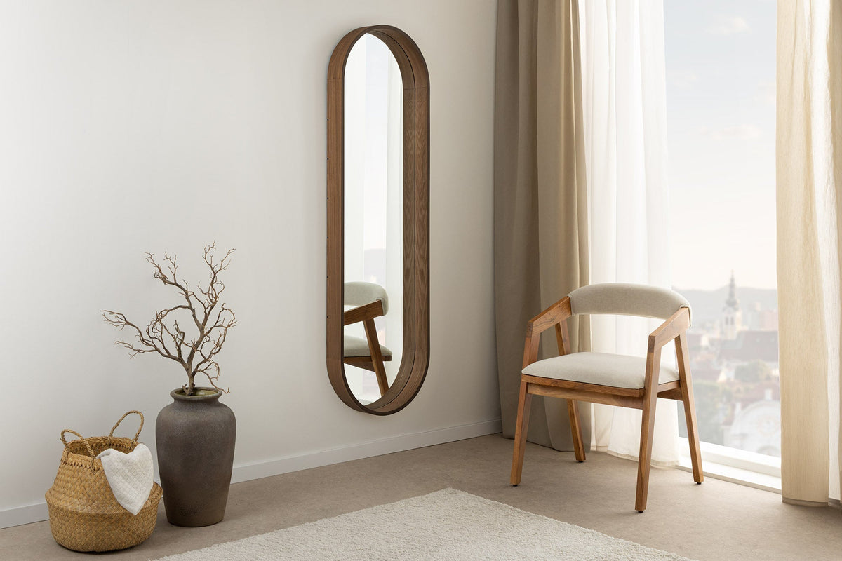 Ovaler Wandspiegel PORTRAIT 165cm braun in Walnussholz-Design