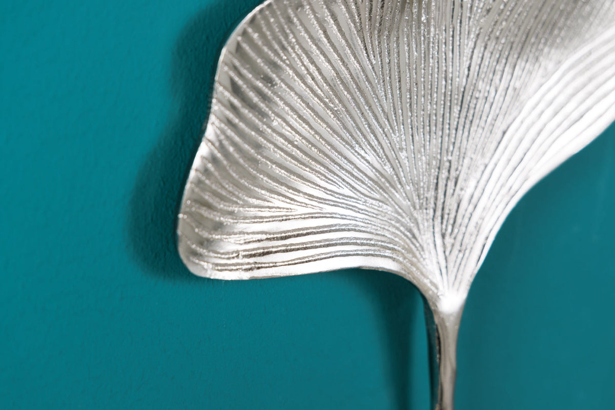 Patère décorative lot de 3 GINKGO 30cm métal argenté fait main