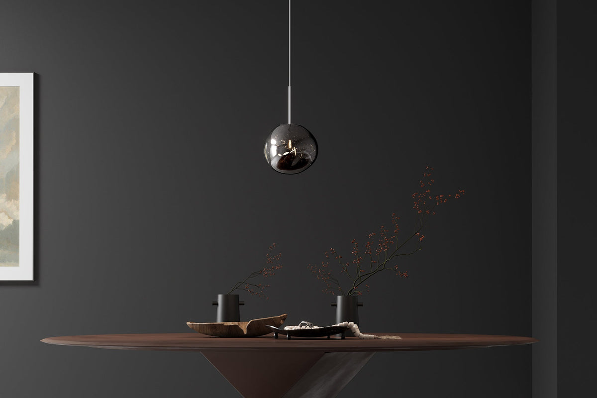 Pendant lamp LIQUID DIAMOND 20cm glass smoked look