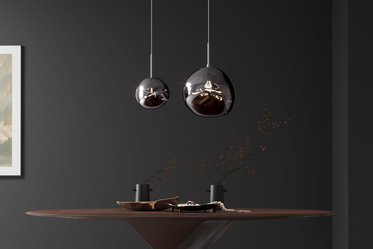 Pendant lamp LIQUID DIAMOND 20cm glass smoked look