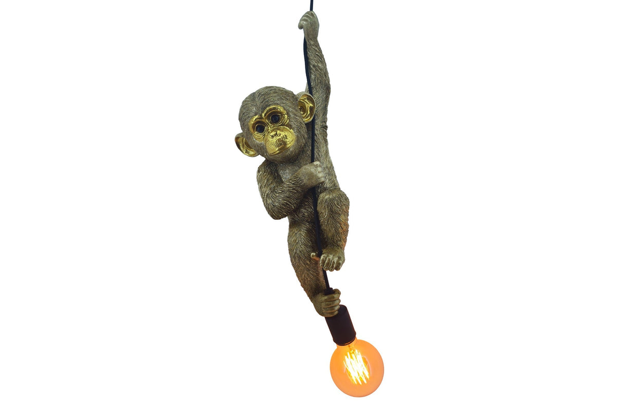 Pendant lamp MONKEY 55cm handmade monkey sculpture gold