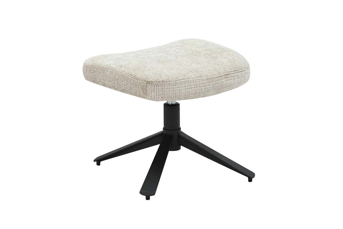 pivotant tabouret CLOUD champagne beige tissu chenille noir métal repose-pieds