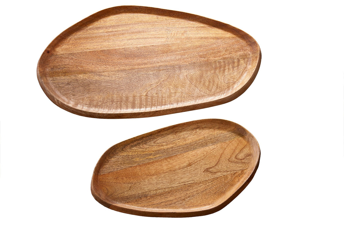Plateau massif lot de 2 AMAZONAS 56cm en bois de manguier fabriqué artisanalement