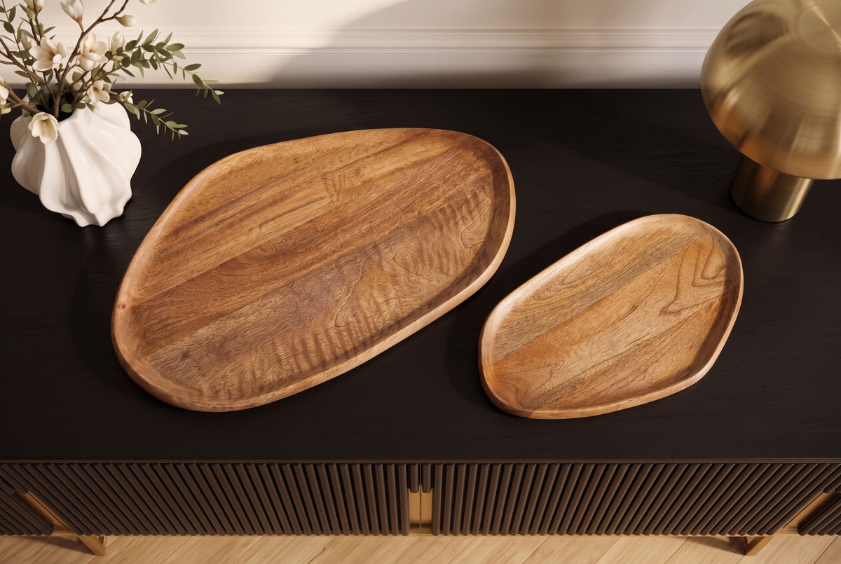 Plateau massif lot de 2 AMAZONAS 56cm en bois de manguier fabriqué artisanalement