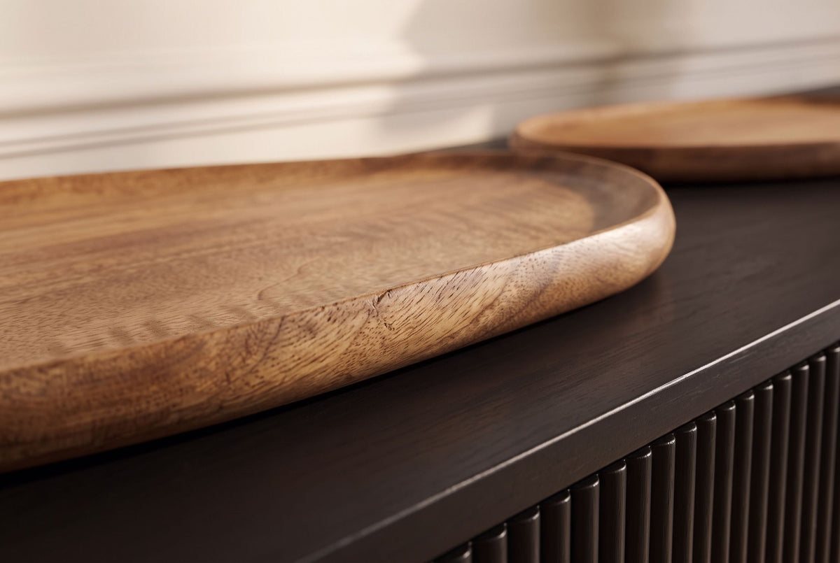 Plateau massif lot de 2 AMAZONAS 56cm en bois de manguier fabriqué artisanalement