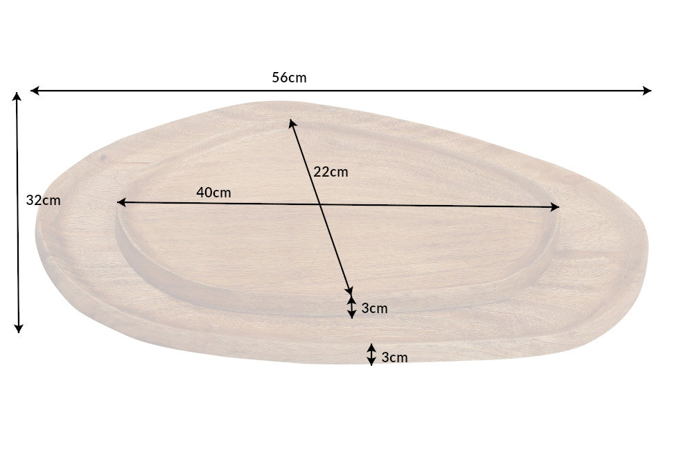 Plateau massif lot de 2 AMAZONAS 56cm en bois de manguier fabriqué artisanalement