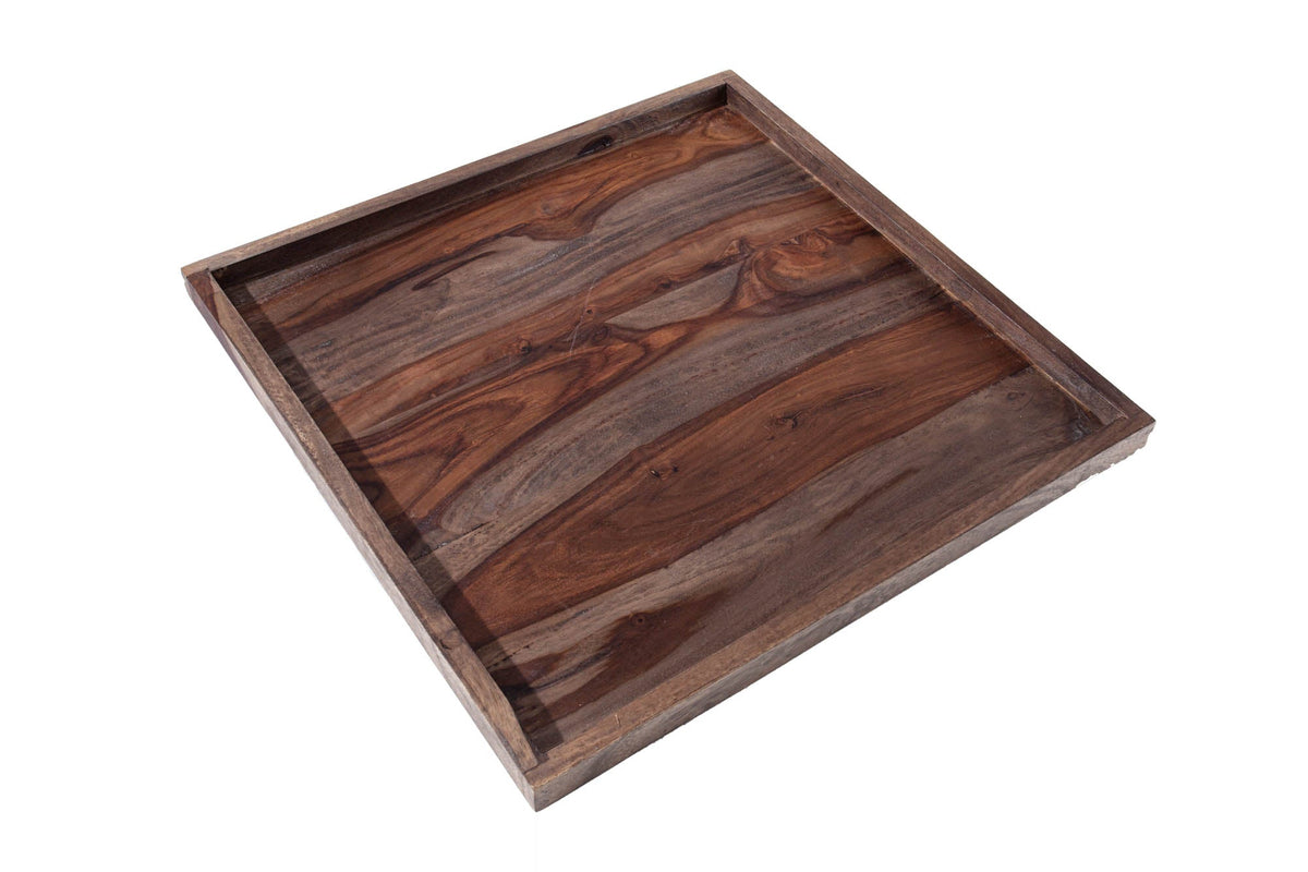 Plateau solide MAKASSAR 50cm Sheesham finition fumée planche de service