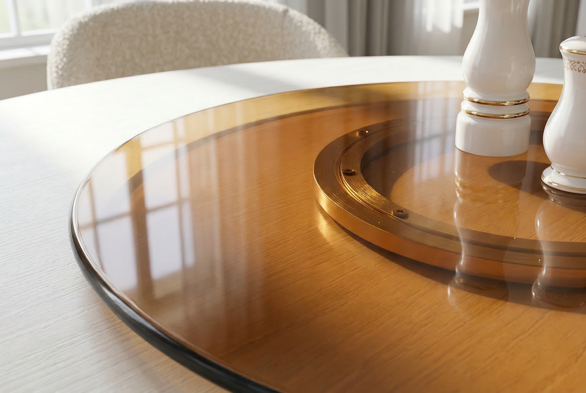 Plateau tournant moderne 60 cm ambre verre 360° rotatif plat de service