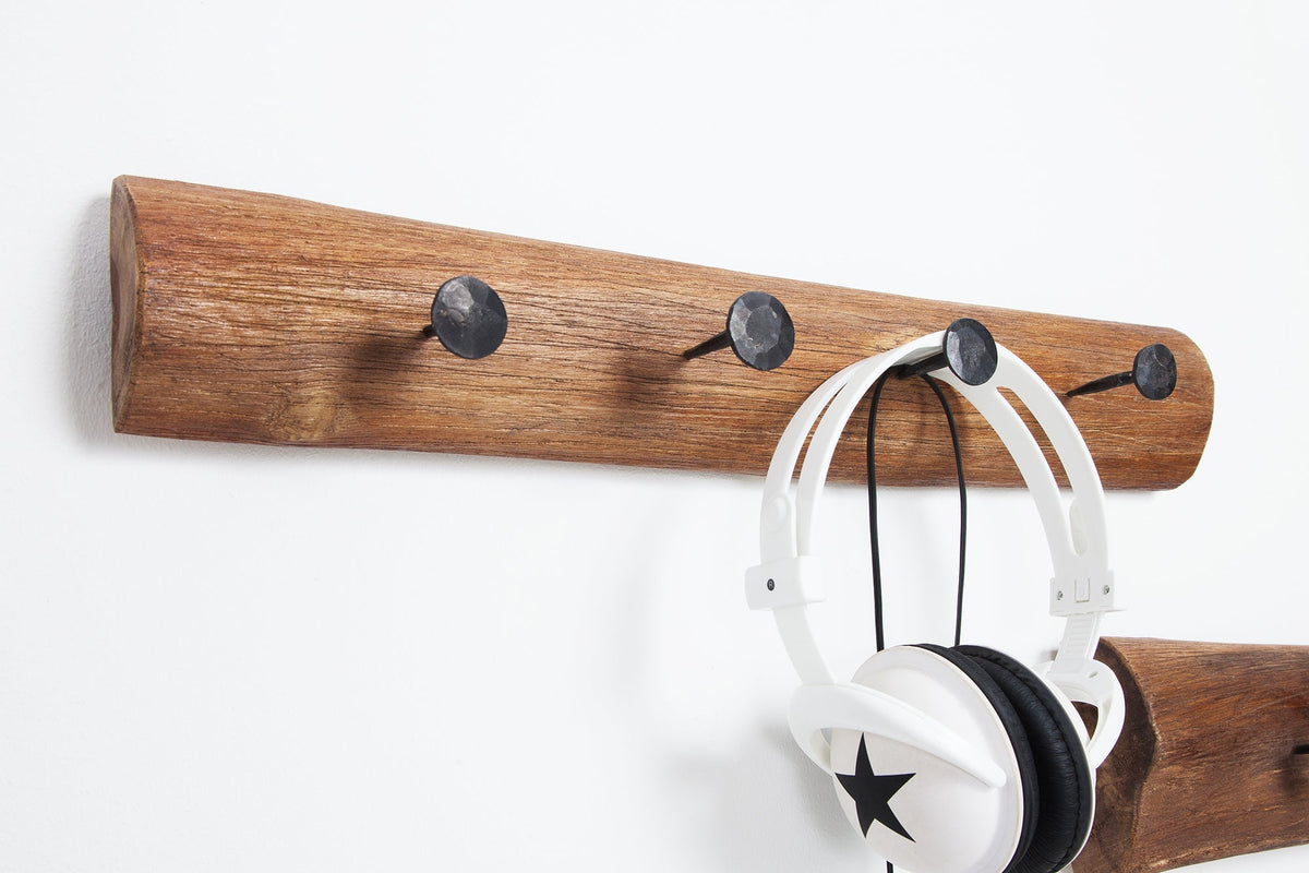 Porte-manteau mural massif HEMINGWAY 50cm naturel en teck recyclé