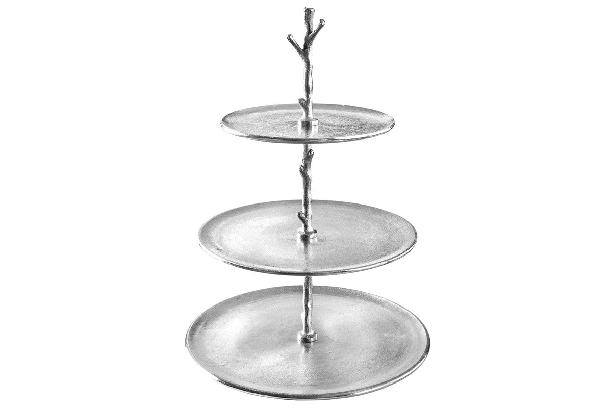 Présentoir à gâteaux design ABSTRACT 50cm argent à trois niveaux