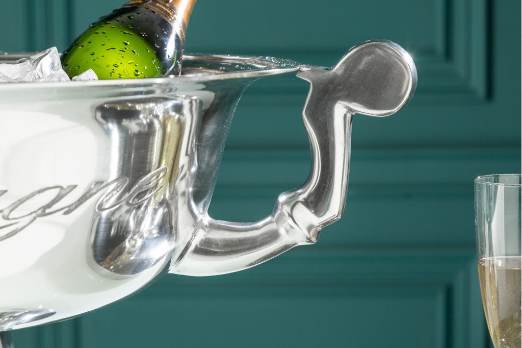 Refroidisseur de champagne au design élégant CHAMPAGNE 40cm refroidisseur de bouteille en argent poli
