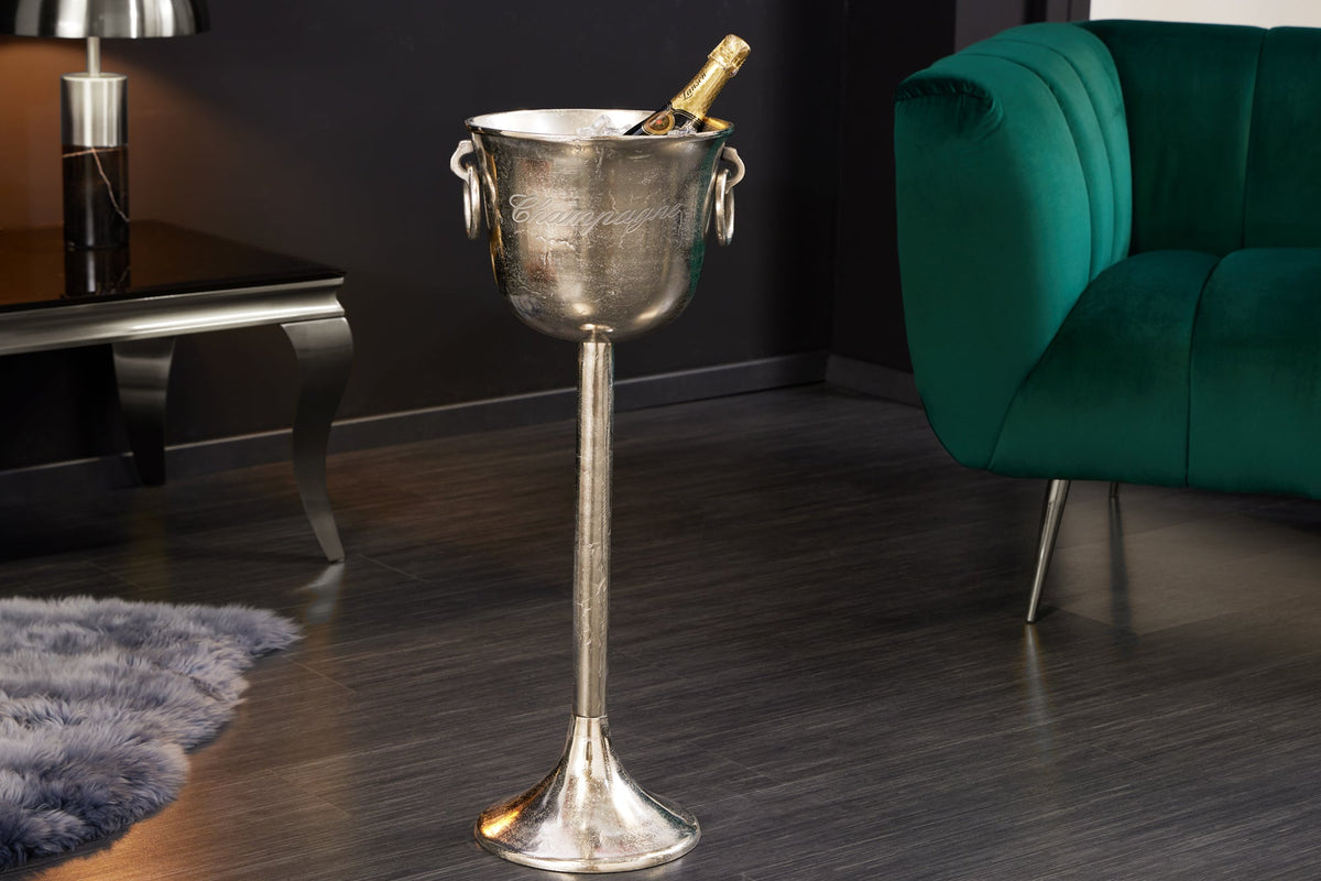 Refroidisseur de champagne décoratif CHAMPAGNE 80cm refroidisseur de bouteille en métal argenté antique fait à la main