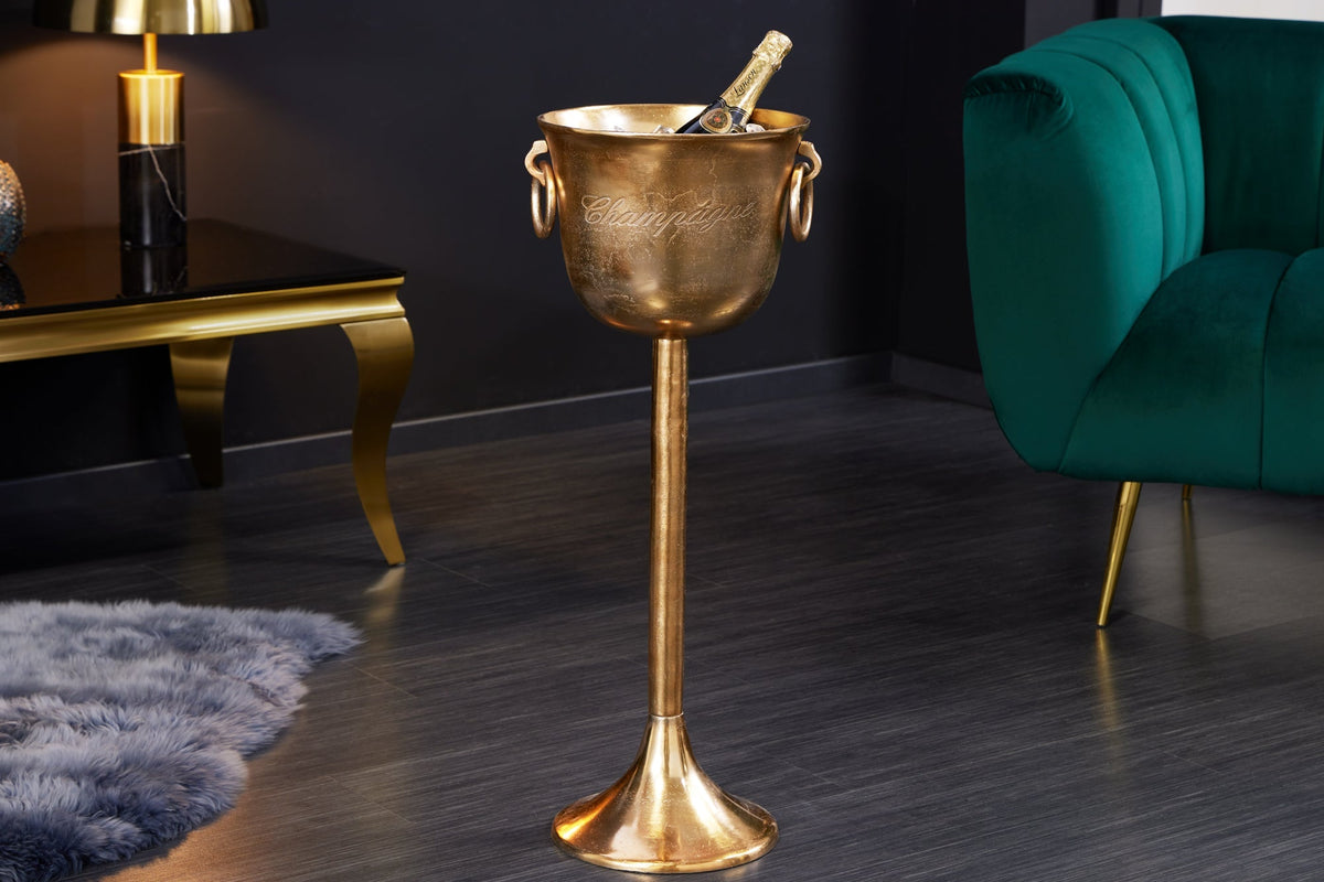 Refroidisseur de champagne décoratif CHAMPAGNE 80cm refroidisseur de bouteille en métal fait main en or antique