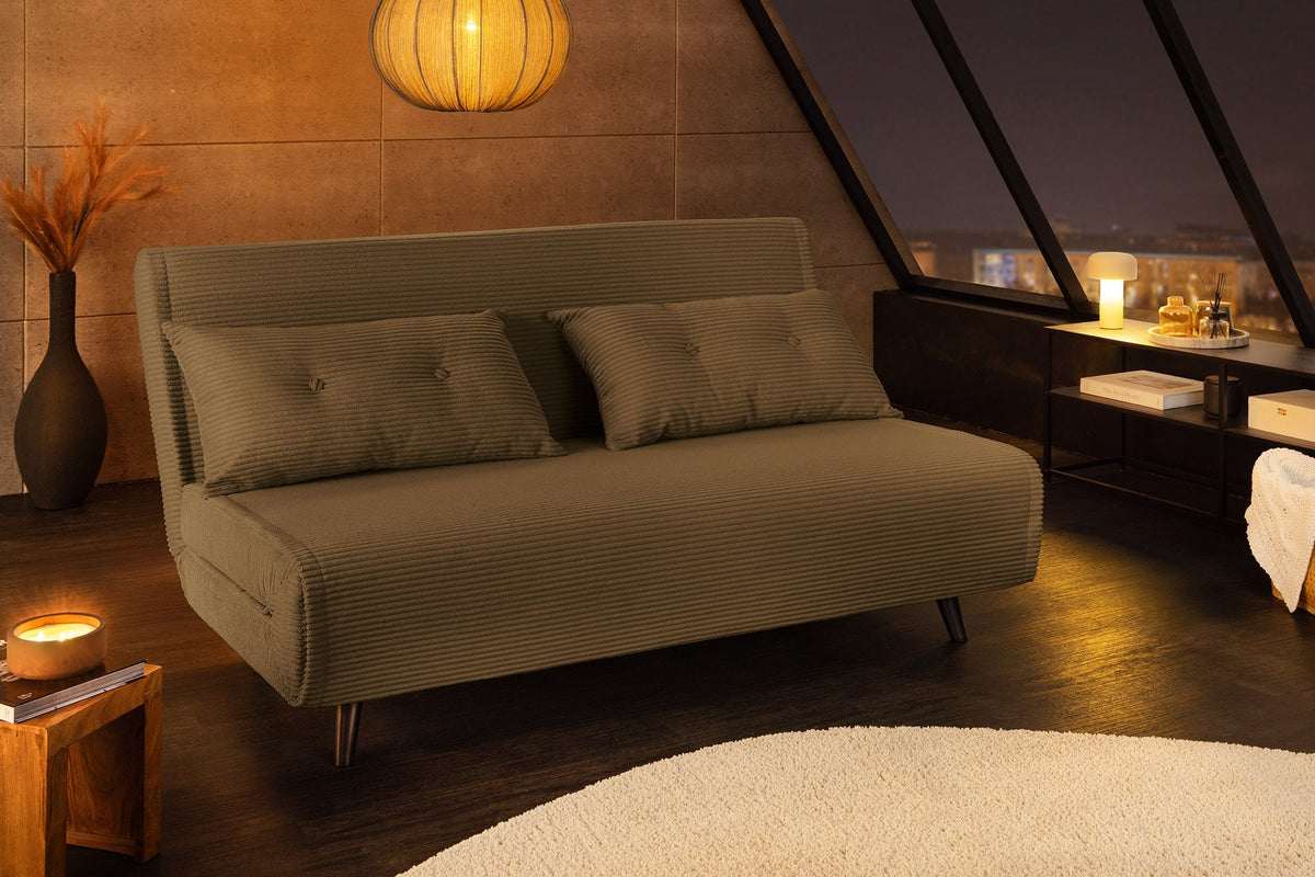 Retro fauteuil-lit SMART MULTIFUNCTION 140cm vert Cord fonction lit incl. coussin