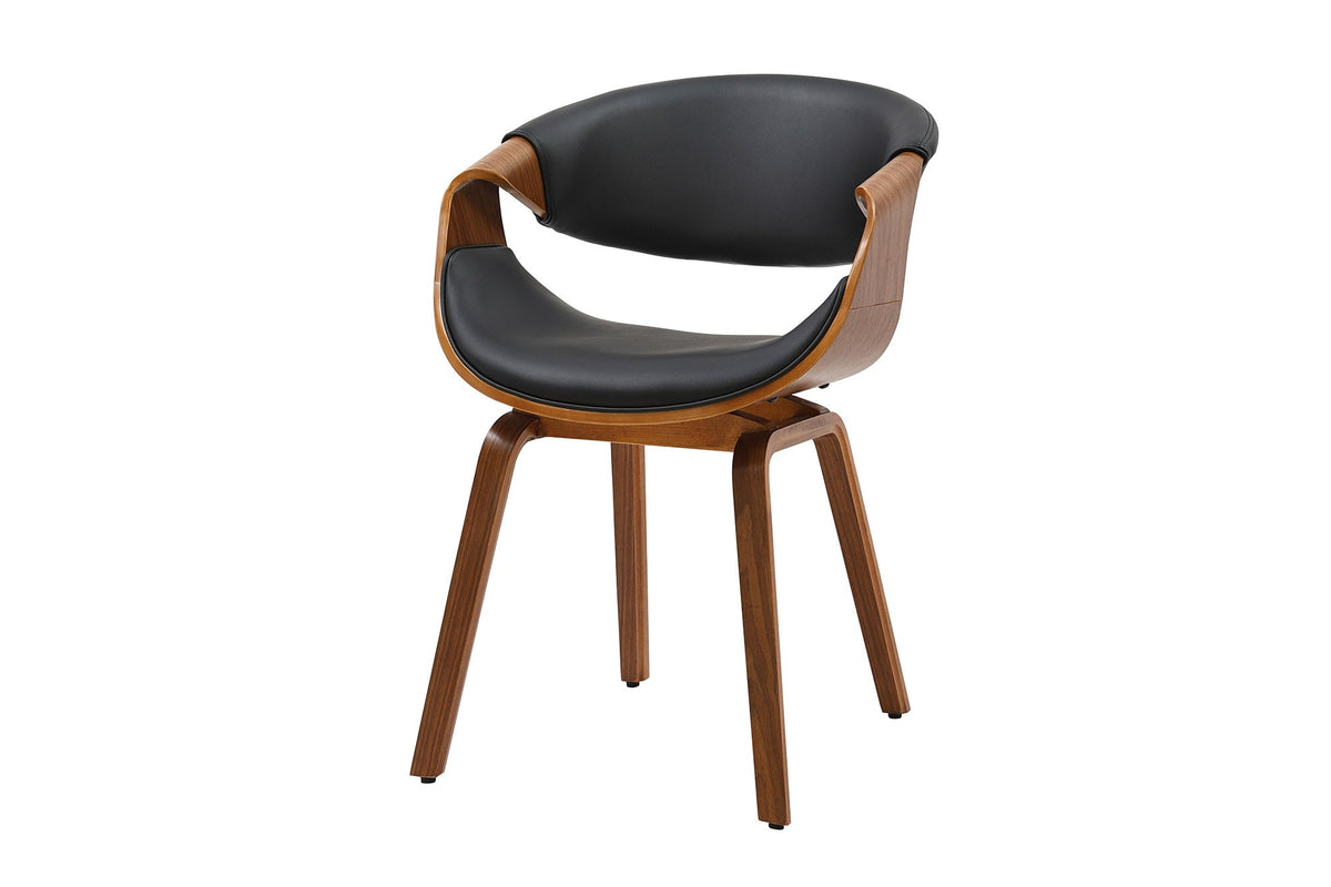 Retro fauteuil ORGANIC noir noyer cuir synthétique avec accoudoirs