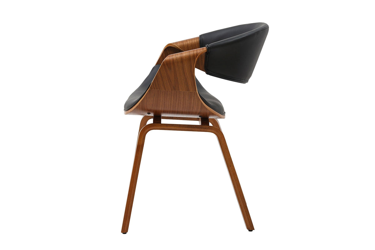 Retro fauteuil ORGANIC noir noyer cuir synthétique avec accoudoirs