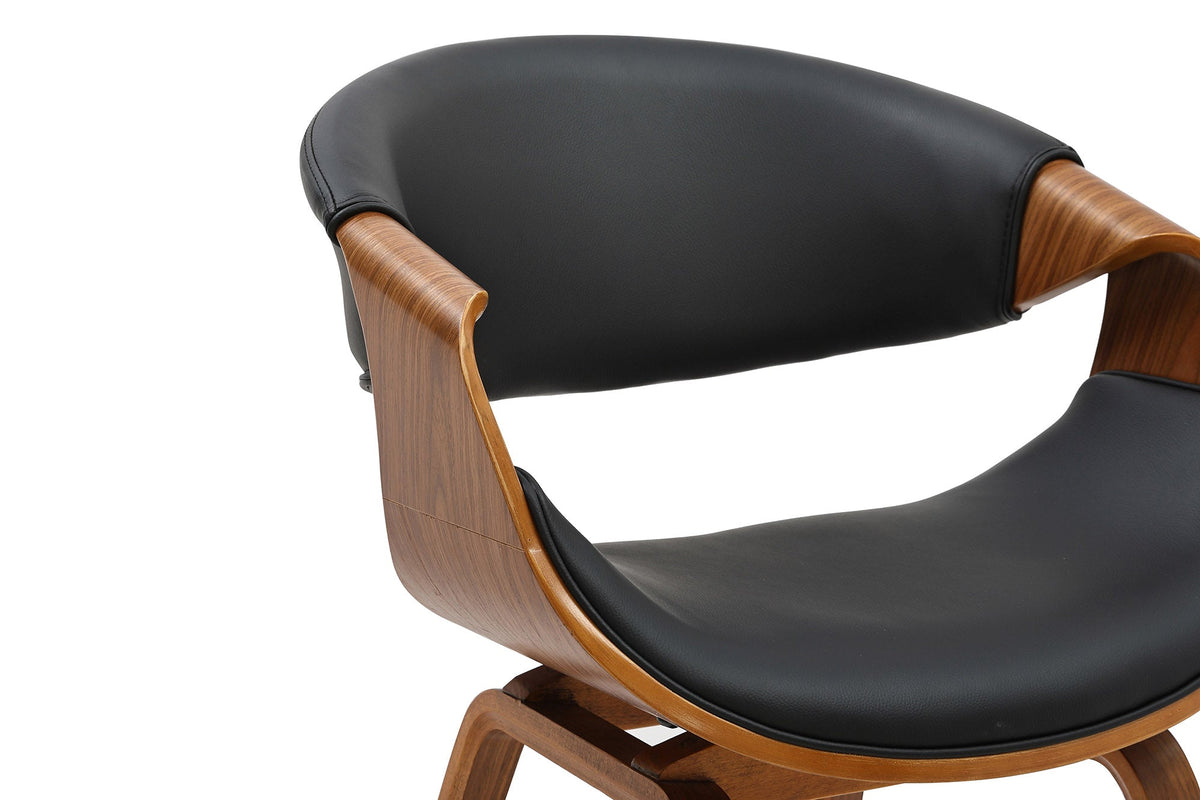 Retro fauteuil ORGANIC noir noyer cuir synthétique avec accoudoirs