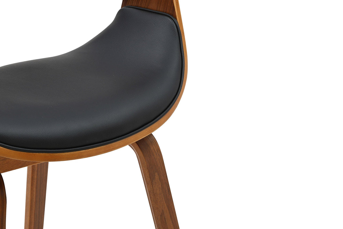 Retro fauteuil ORGANIC noir noyer cuir synthétique avec accoudoirs