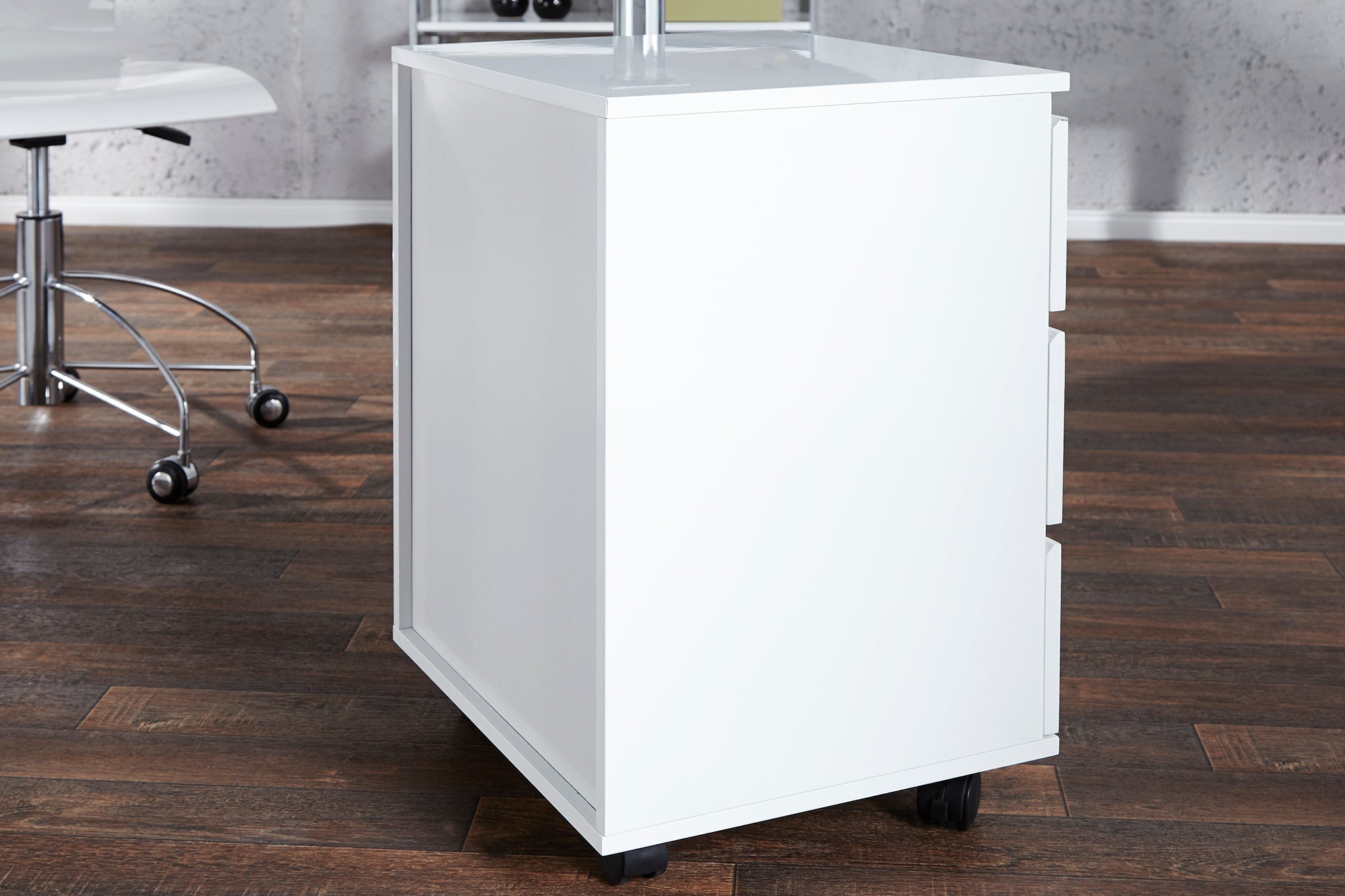 Roll conteneur moderne BIG DEAL 45cm blanc brillant 3 tiroirs