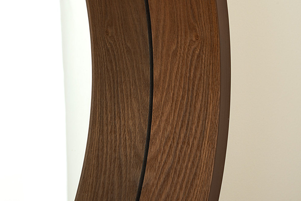 Runder Wandspiegel PORTRAIT 70cm braun Echtholzfurnier in Walnussholz-Design