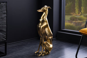 Sculpture design GREYHOUND 70cm figurine lévrier en aluminium métal doré