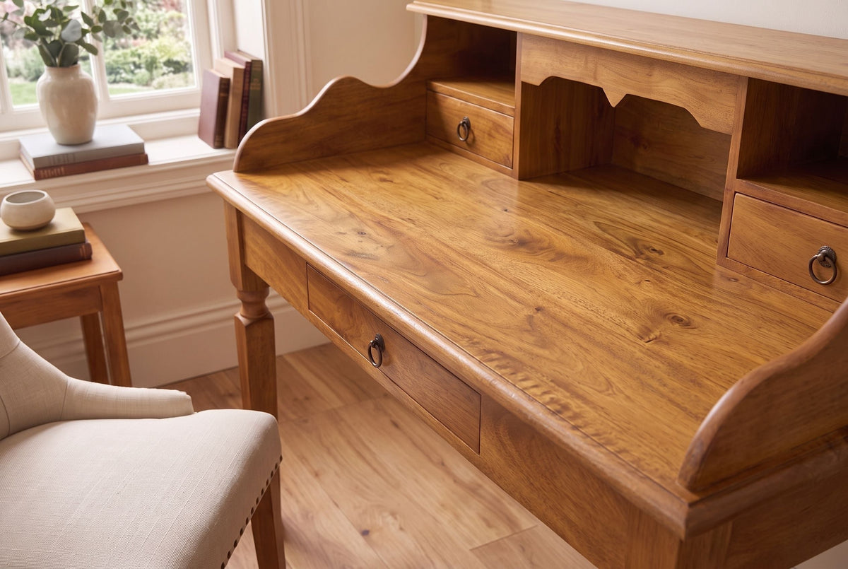 Secrétaire design HEMINGWAY L 115cm bureau en manguier marron finition miel