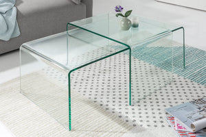 Set de 2 tables basses en verre de haute qualité FANTOME 100cm transparent