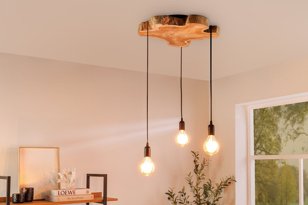 Suspension faite main HYPNOTIC 50cm longane naturel bois massif