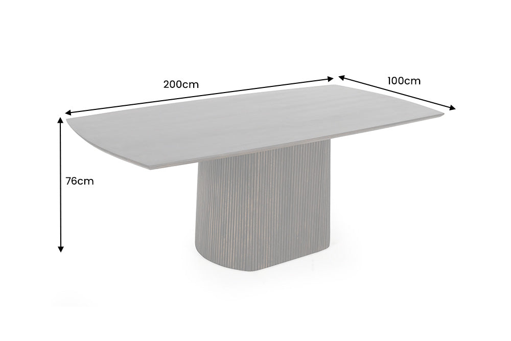Table à manger design GRAND 200cm en bois de manguier marron foncé forme bateau avec piètement
