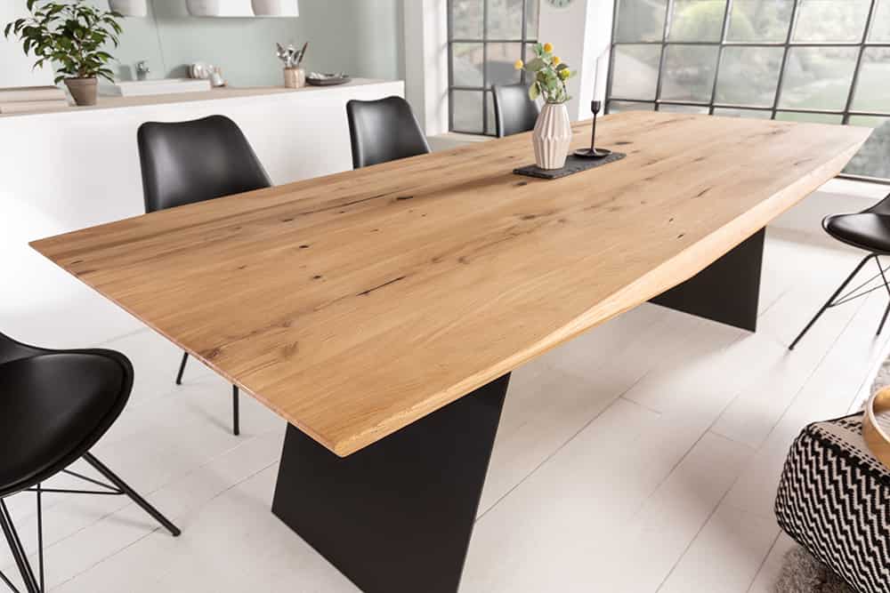 GRAND OAK Mesa de comedor de 240 cm de diseño en roble silvestre natural macizo