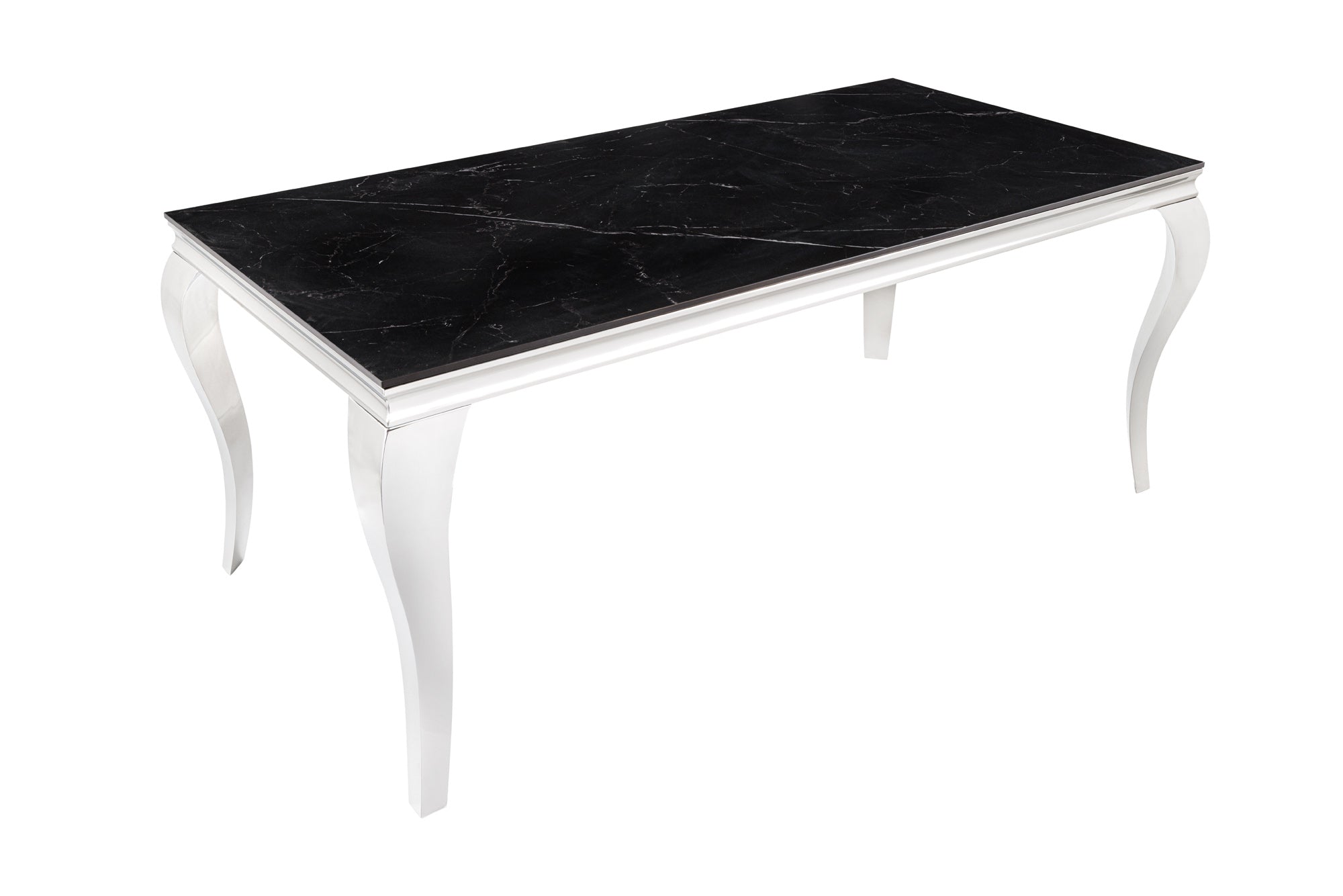 MODERNE BAROQUE mesa de comedor de diseño 180cm negro antracita cromo cerámica mármol