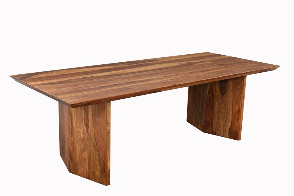 Table à manger en bois massif DIAMOND 240cm finition pierre marron Sheesham avec chant suisse