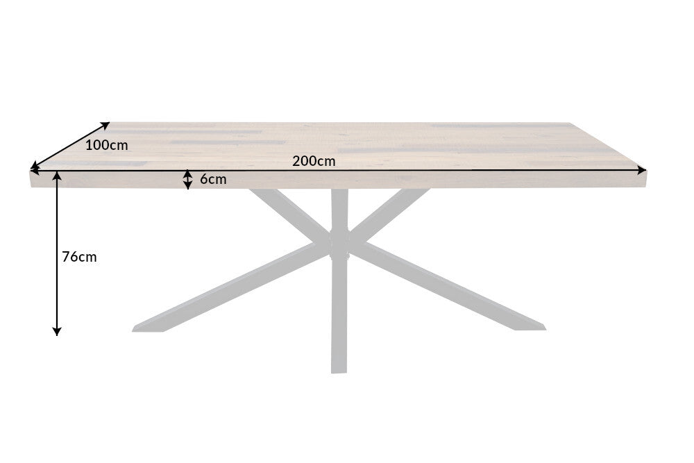 GALAXIE 200cm mesa de comedor de madera maciza vintage pino marrón reciclado diseño industrial