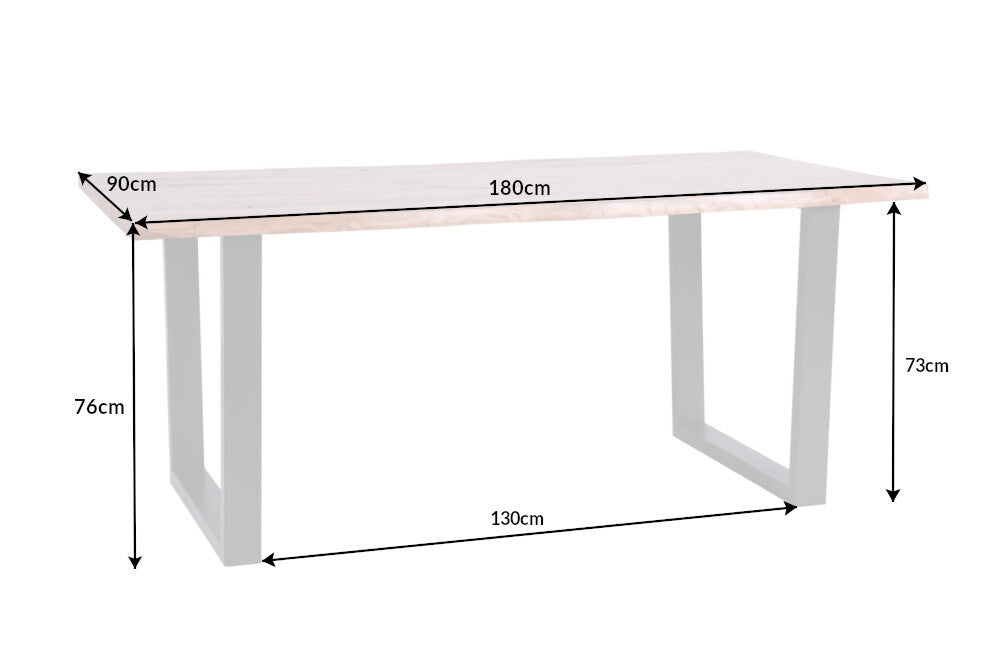 Table à manger en bois massif LIVING EDGE 180cm chêne sauvage naturel huilé cadre traîneau
