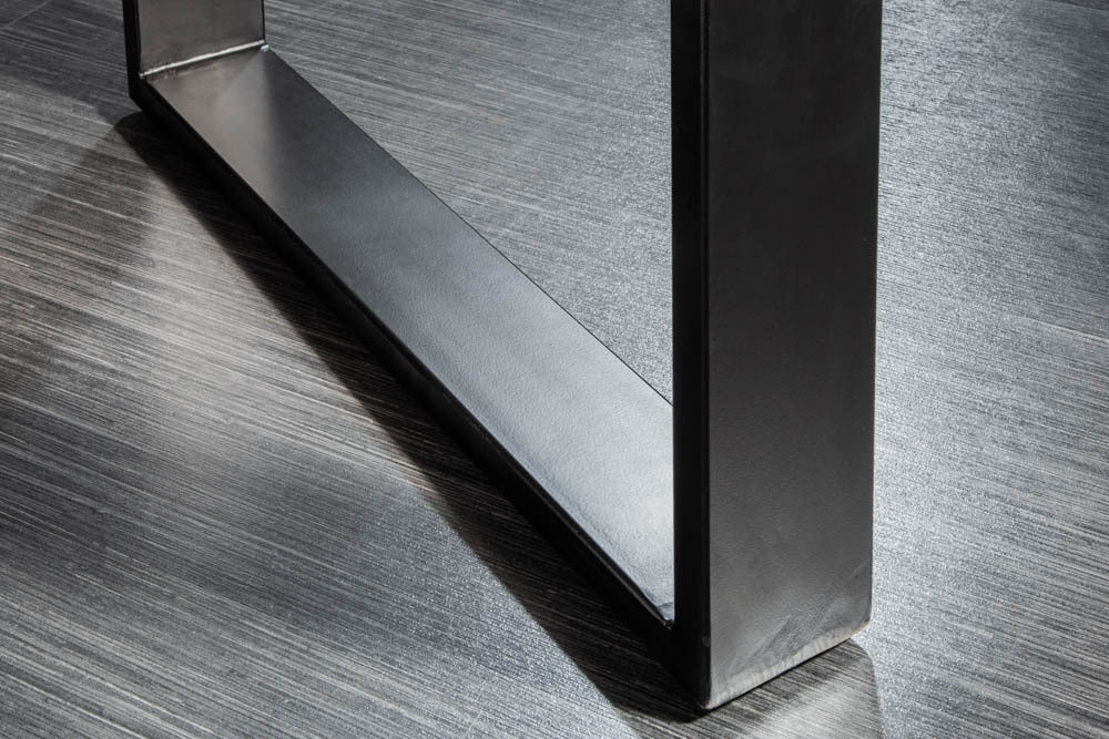 Mesa de comedor de madera maciza MAMMUT 140cm borde de acacia silvestre diseño industrial tablero 2,6cm