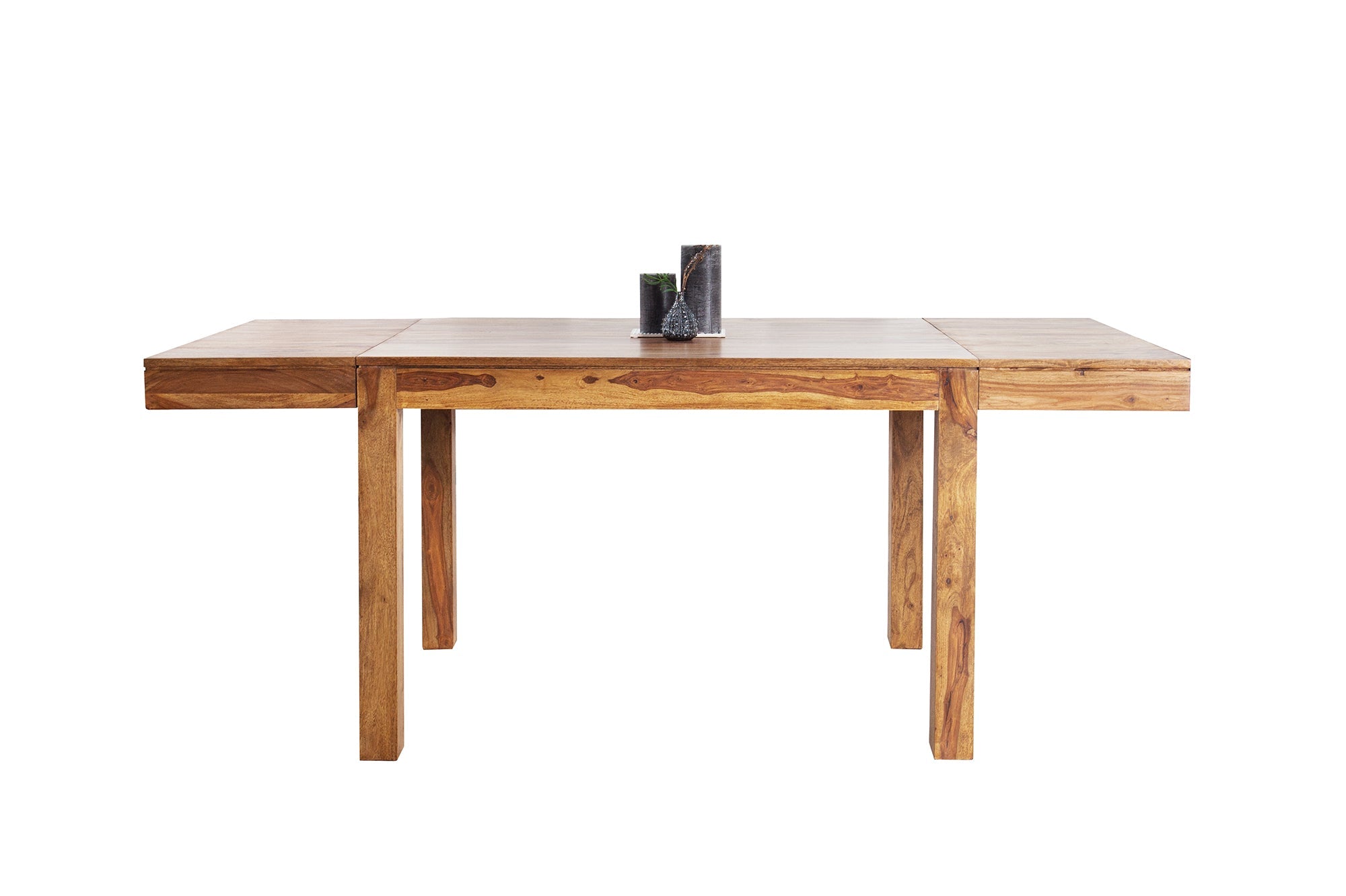 Mesa de comedor de madera maciza PURE 120-200cm acabado piedra Sheesham marrón con extensiones
