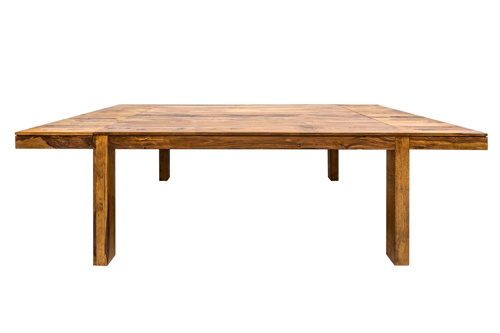 Mesa de comedor de madera maciza PURE 160-240cm acabado piedra Sheesham marron con extensiones