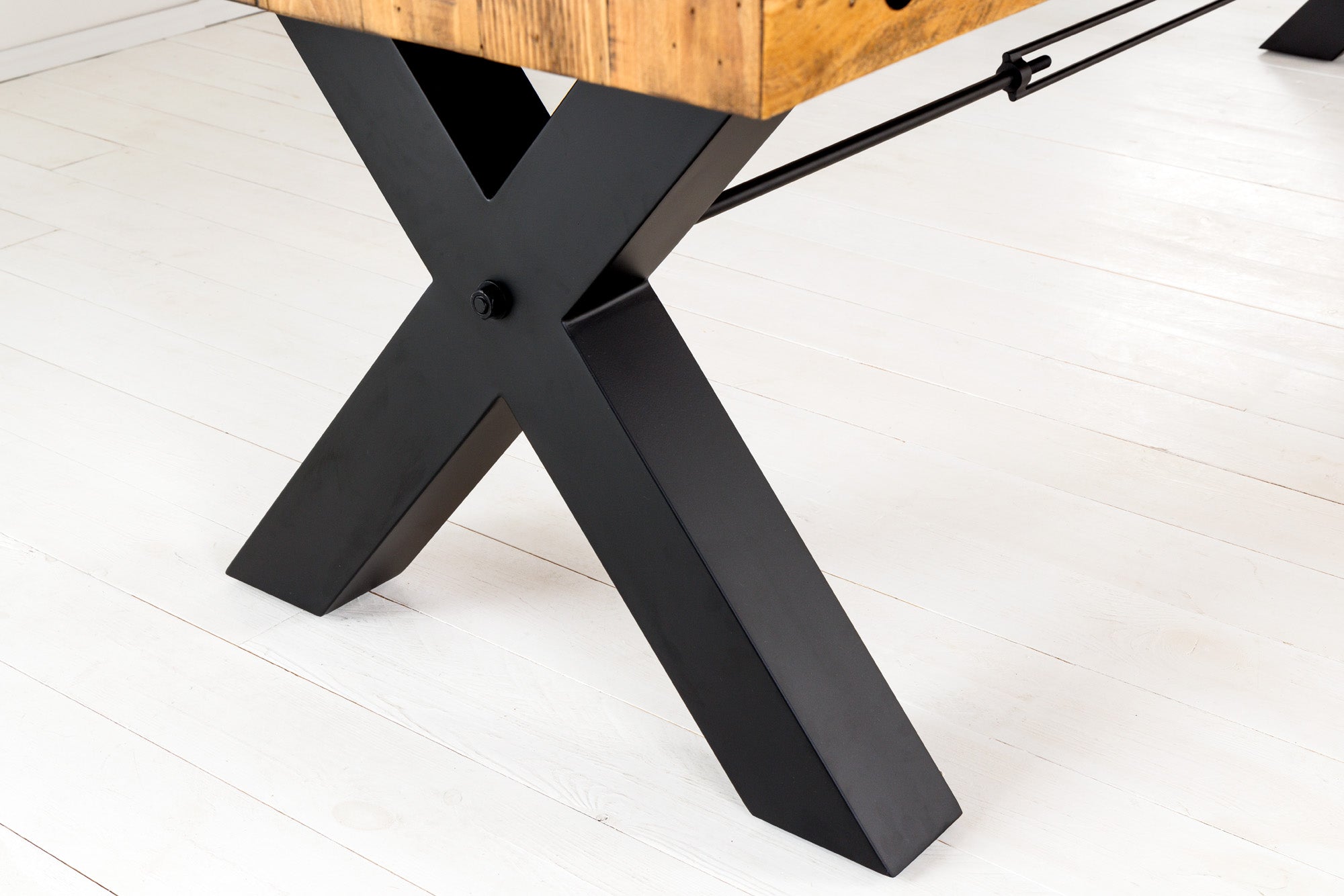 THOR 300 cm mesa de comedor de madera maciza vintage pino marrón reciclado diseño industrial hierro X marco