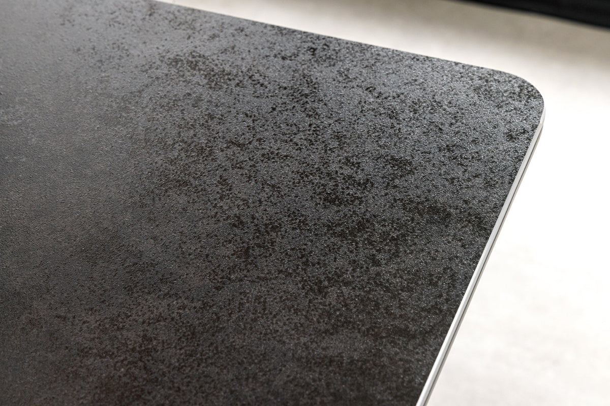 Table à manger extensible ALPINE 160-200cm céramique anthracite structure métal noir