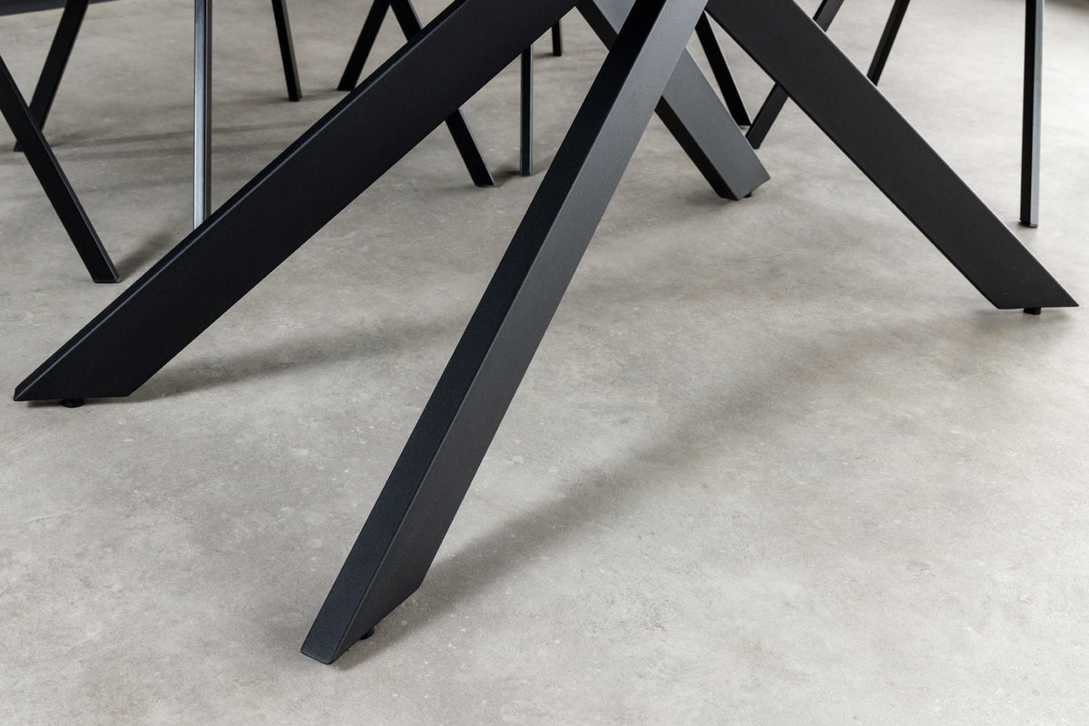 Table à manger extensible ALPINE 160-200cm céramique anthracite structure métal noir
