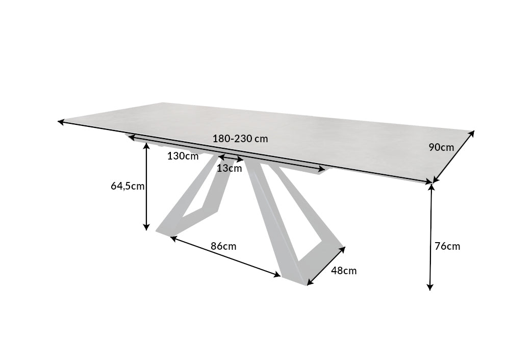 Table à manger extensible CONCORD 180-230 cm en céramique anthracite fabriquée en Italie