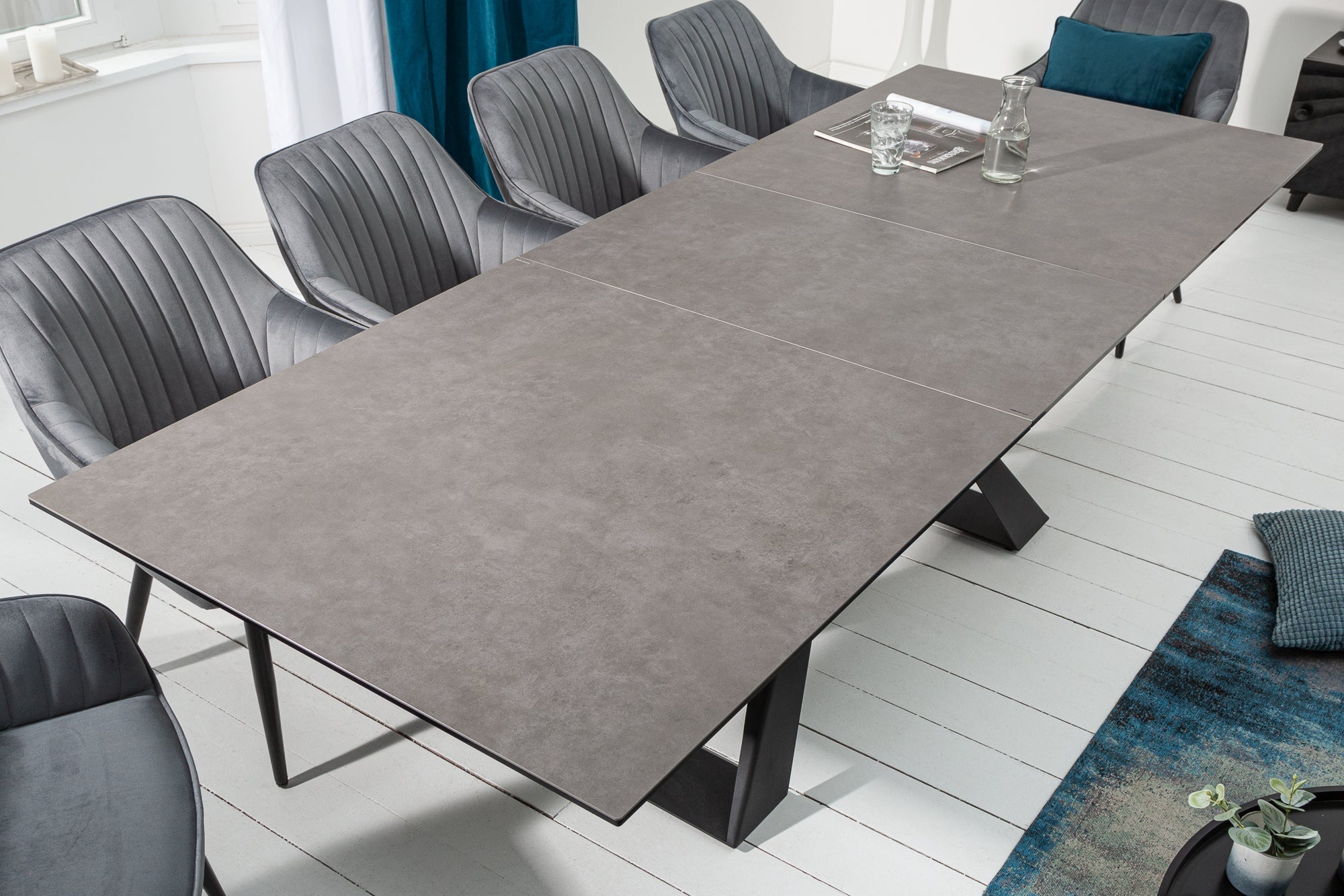 Table à manger extensible CONCORD 180-230 cm en céramique anthracite fabriquée en Italie