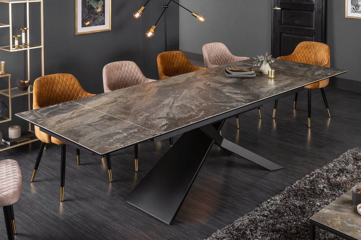 Table à manger extensible EUPHORIA 180-220-260cm céramique taupe anthracite fabriquée en Italie
