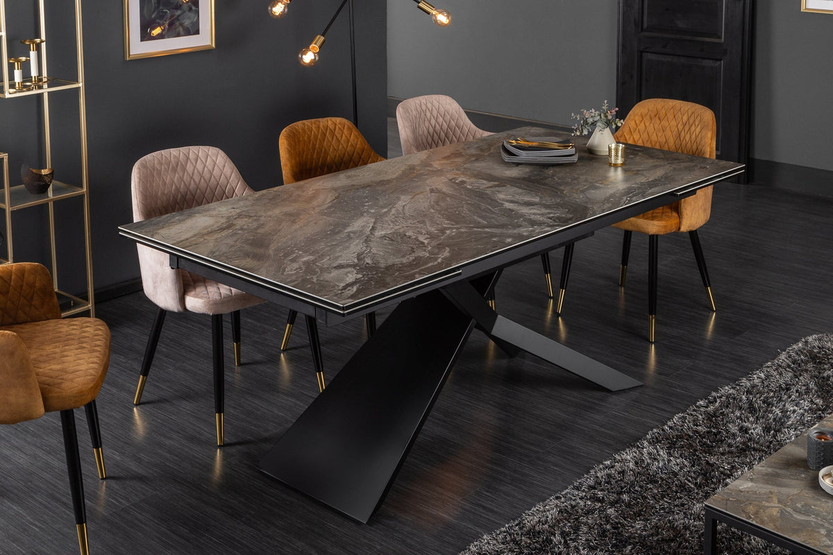 Table à manger extensible EUPHORIA 180-220-260cm céramique taupe anthracite fabriquée en Italie