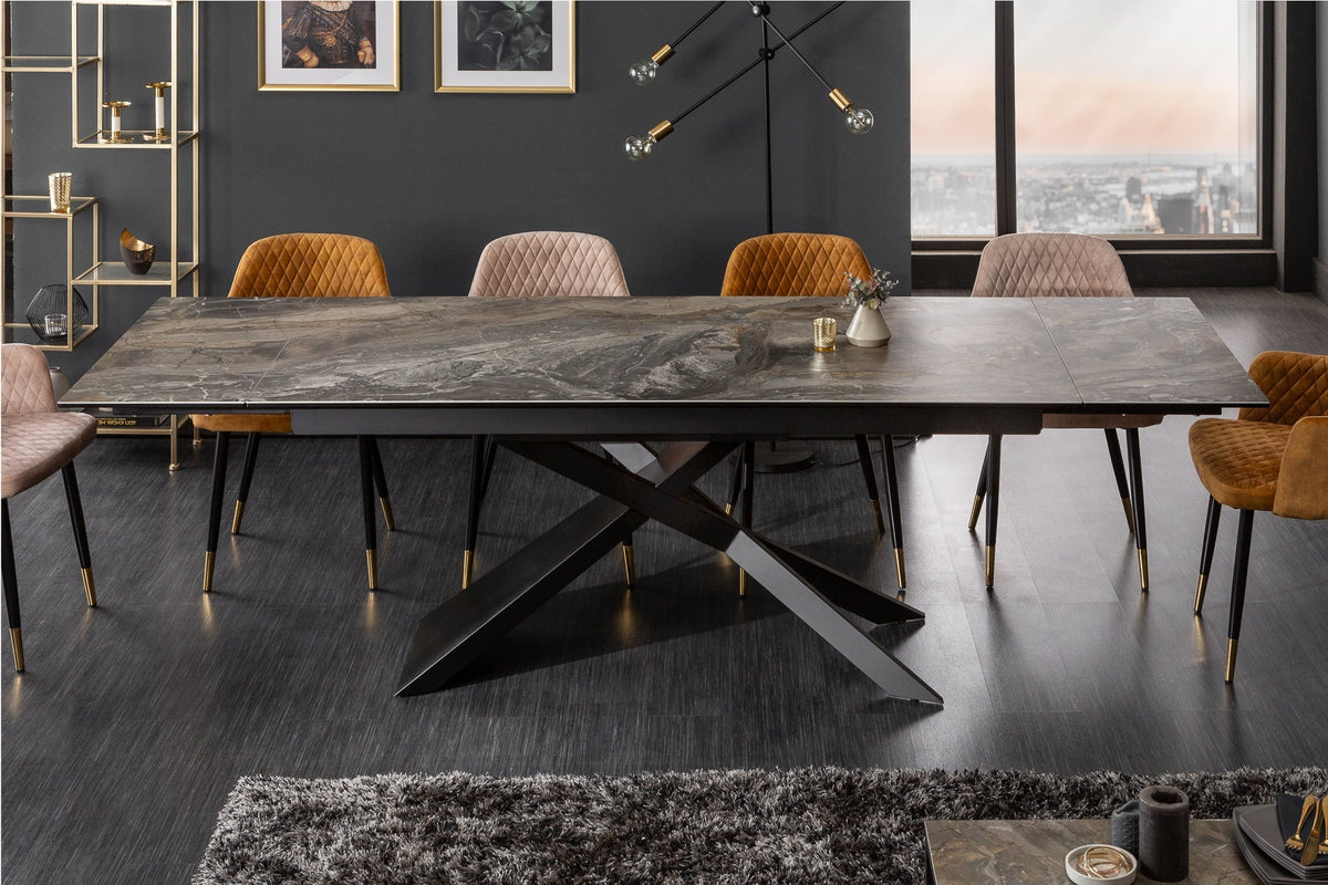 Table à manger extensible EUPHORIA 180-220-260cm céramique taupe anthracite fabriquée en Italie