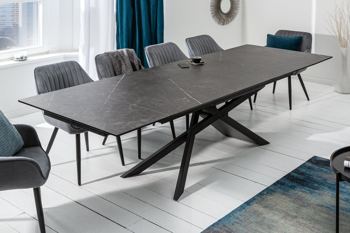 Table à manger extensible EUPHORIA 180-220-260cm en céramique graphite fabriquée en Italie