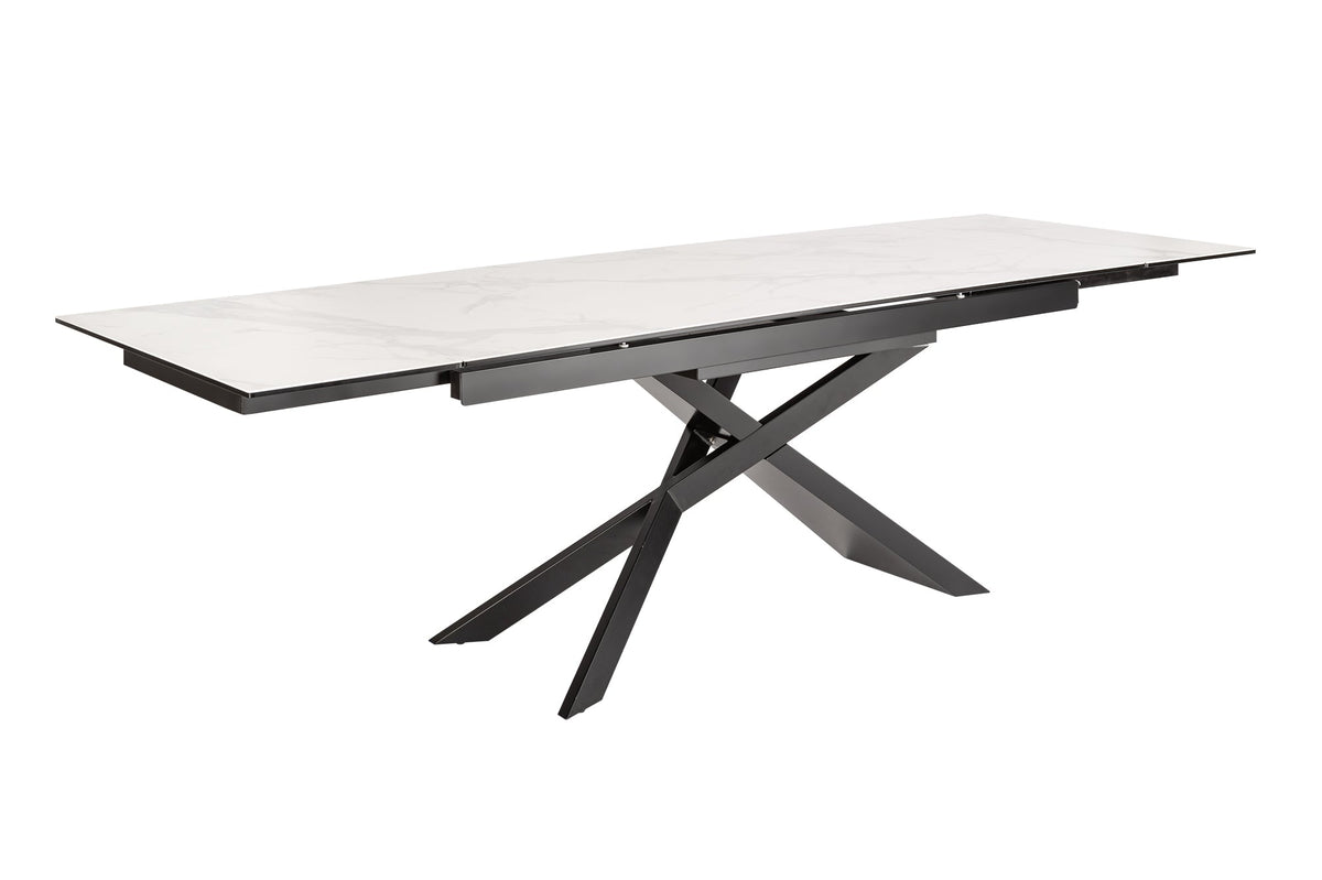 Table à manger extensible EUPHORIA 180-220-260cm marbre blanc céramique fabriquée en Italie