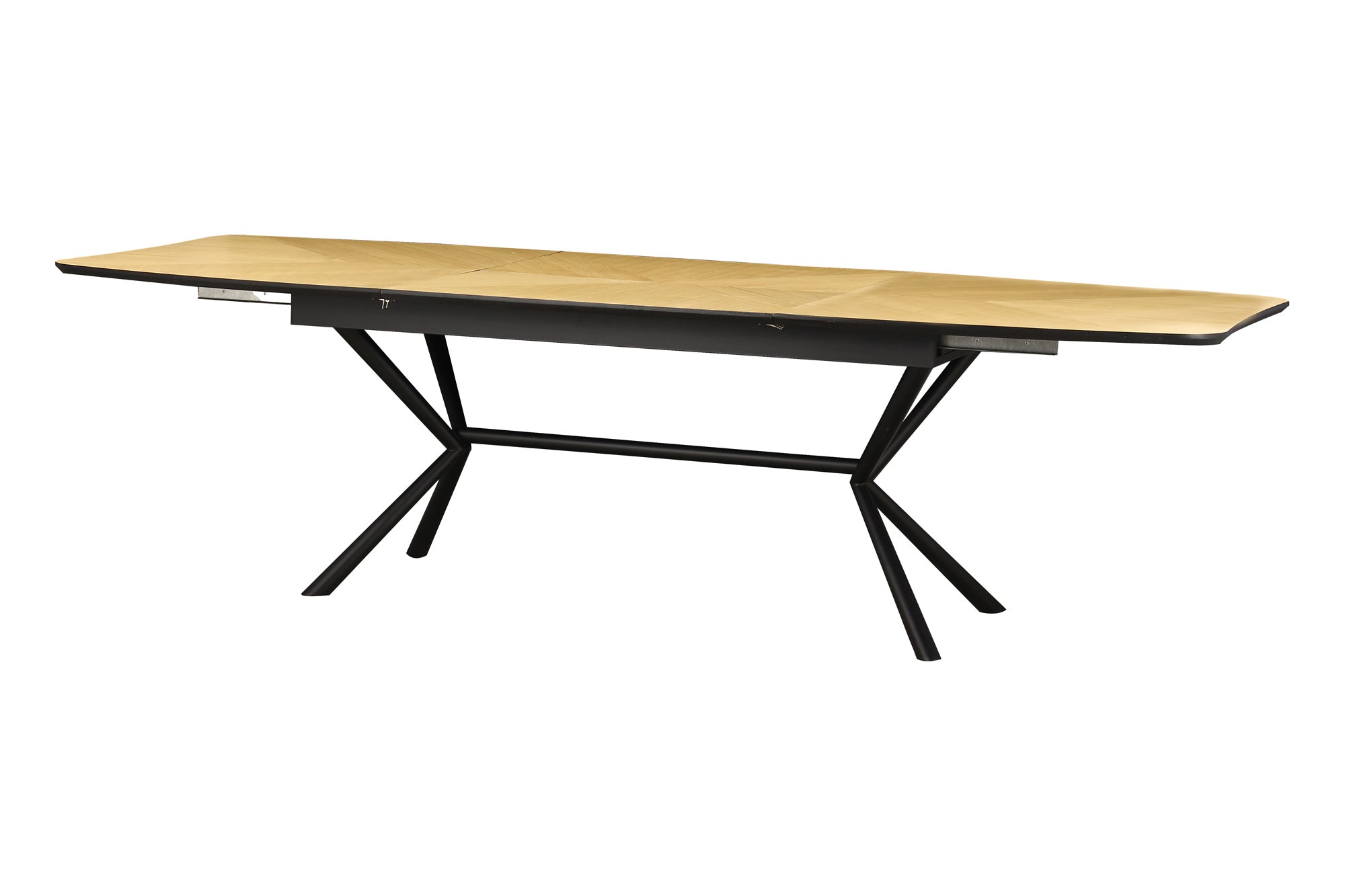 Table à manger extensible GRANDEZZA 180-270cm chêne naturel métal noir