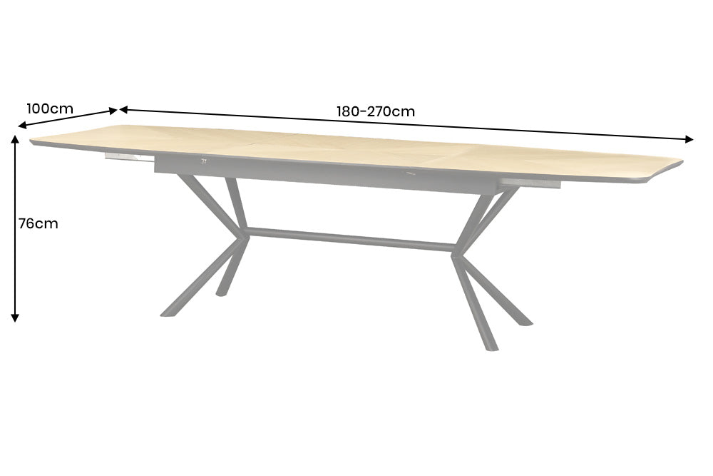 Table à manger extensible GRANDEZZA 180-270cm chêne naturel métal noir