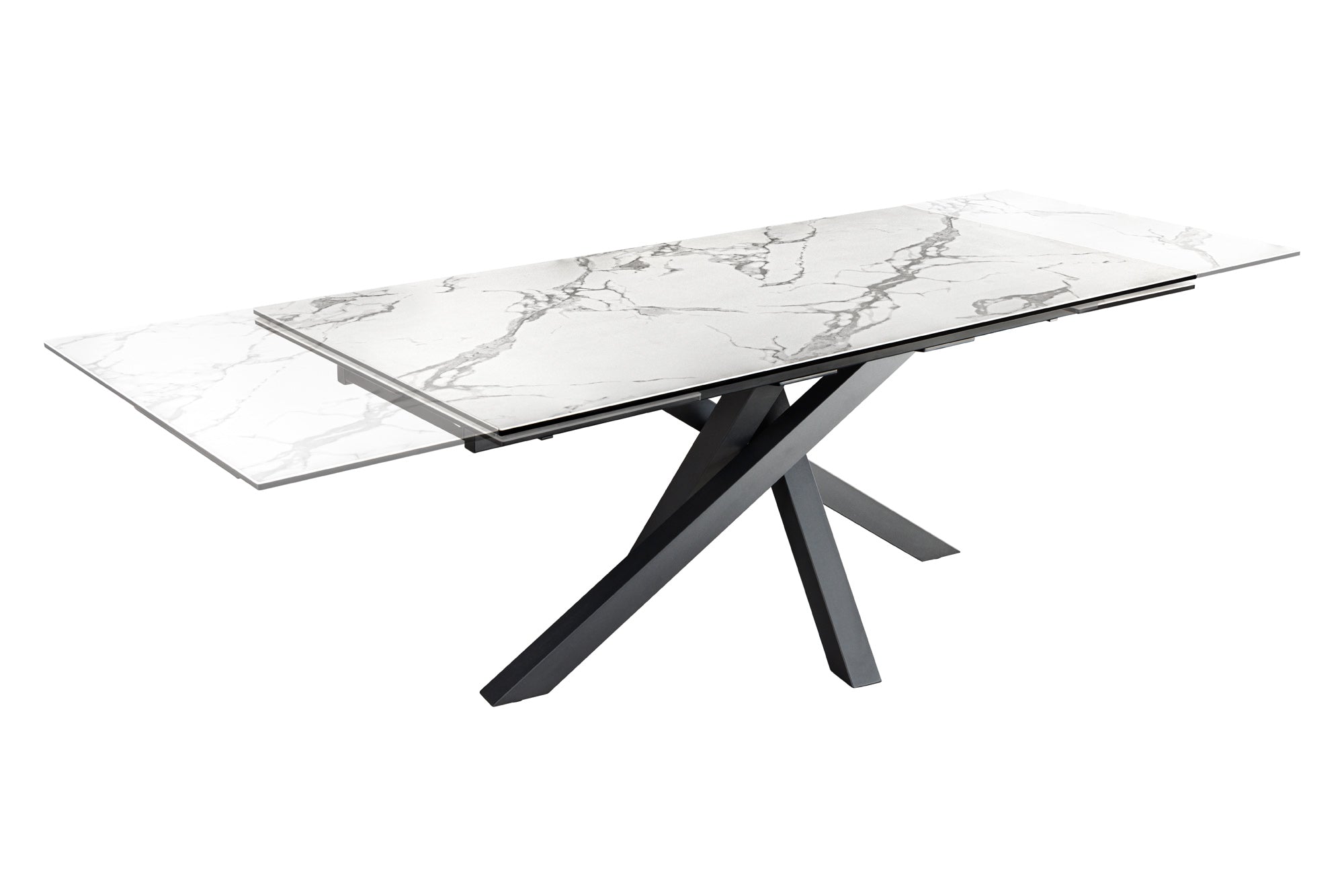 Table à manger extensible MARVELOUS 180-220-260cm en céramique marbre blanc fabriquée en Italie